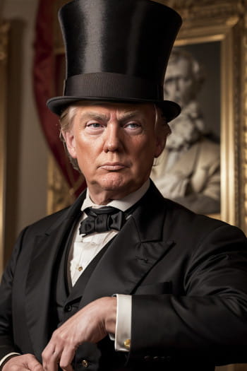 Donald Trump dressed as Abraham Lincoln (AI gen)